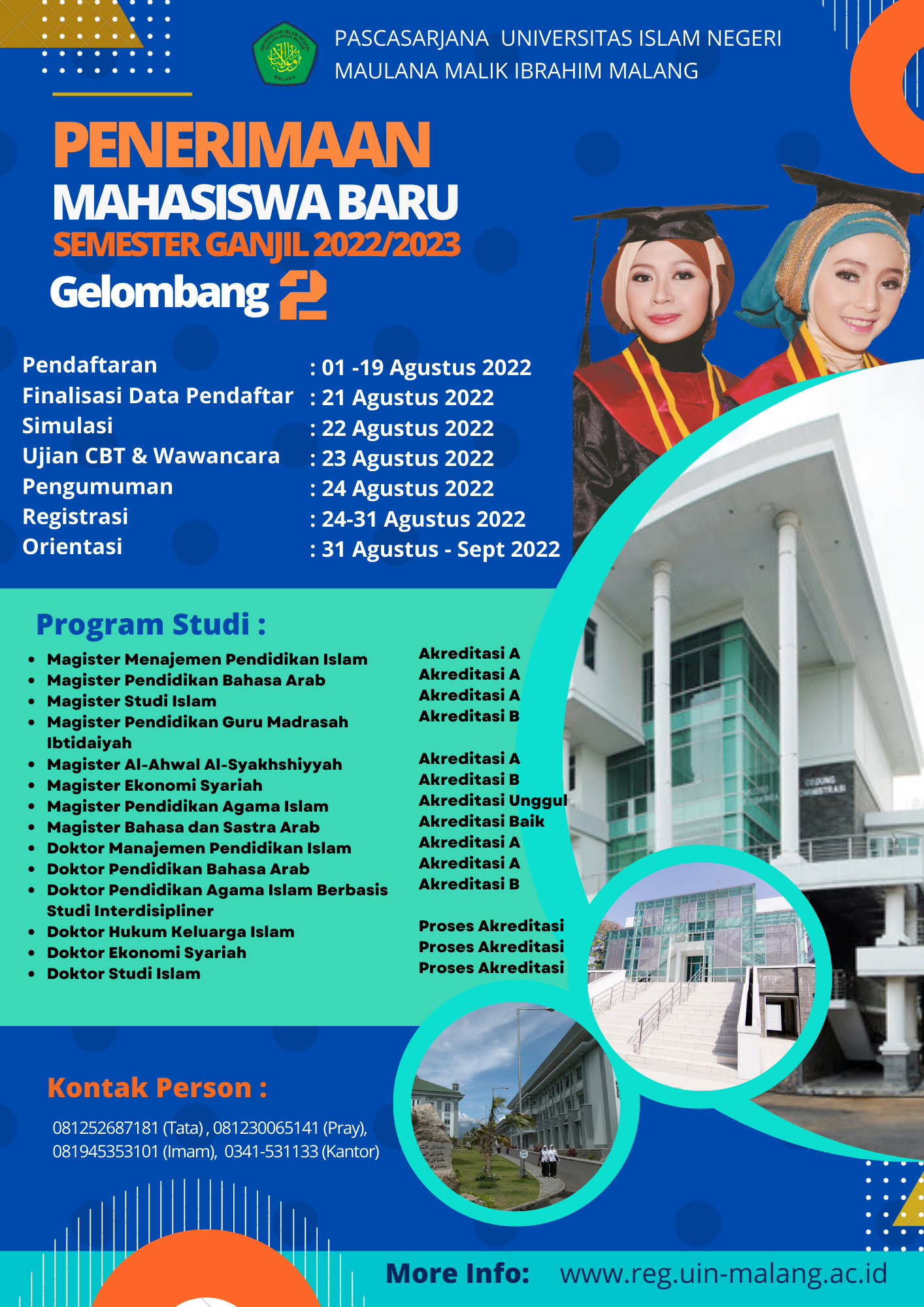 Penerimaan Mahasiswa Baru Pascasarjana UIN Maulana Malik Ibrahim Malang Semester Ganjil 2022/2023 Gelombang Ke 2